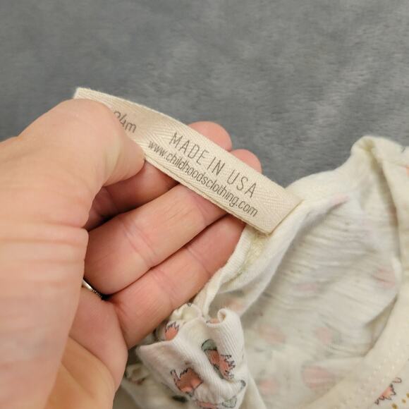 Childhood Shirt Girls 18-24 Months Cream Sage Tulip Floral Breathable Cotton Top - Picture 6 of 10